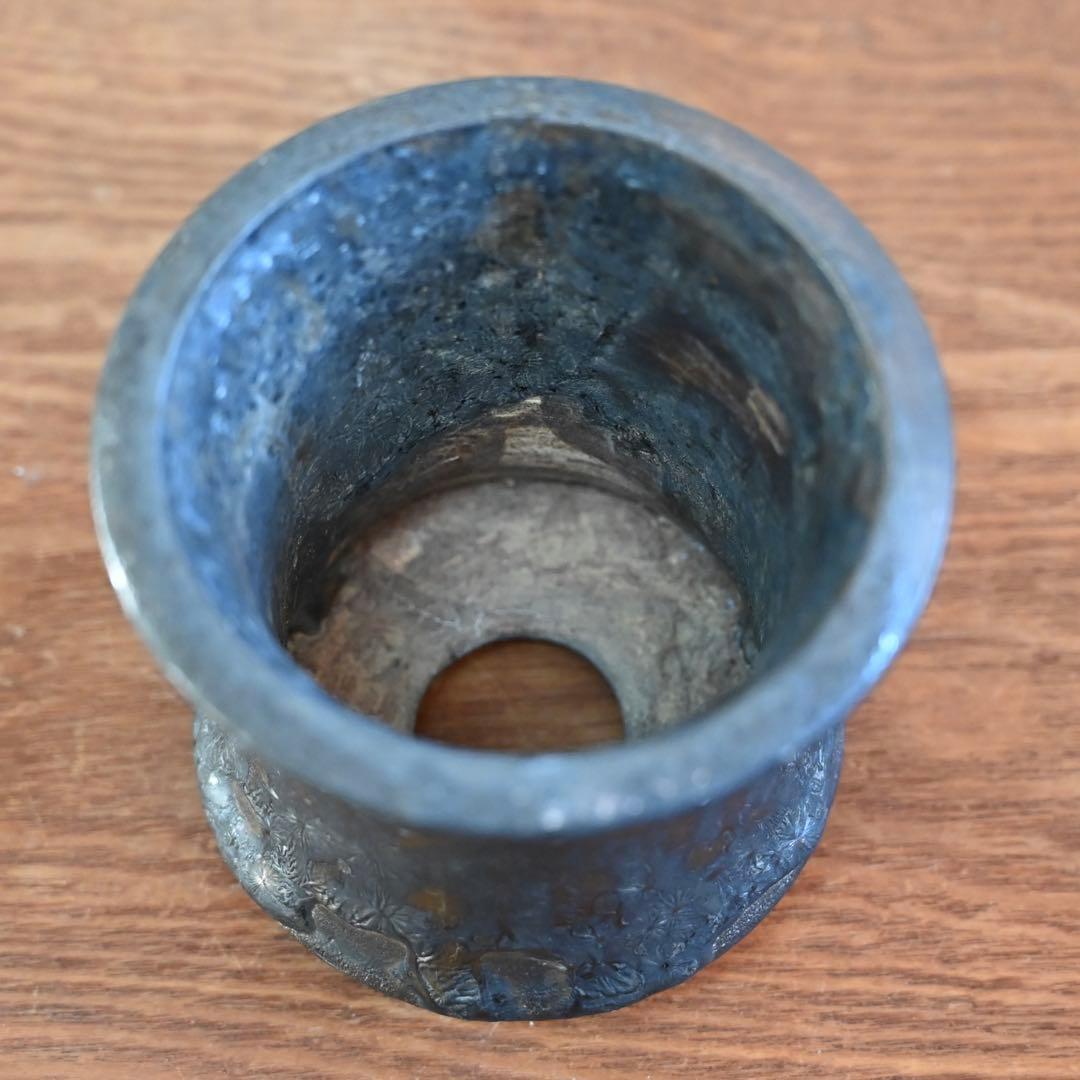 【連休最終価格】姫野翔太 作家鉢 銀彩菊模様 Cylinder