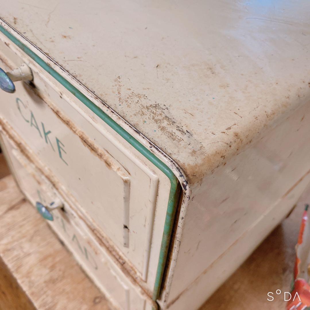 イギリスアンティーク ブレッド缶 ケーキ缶 2段 英字ロゴ入り アンティーク