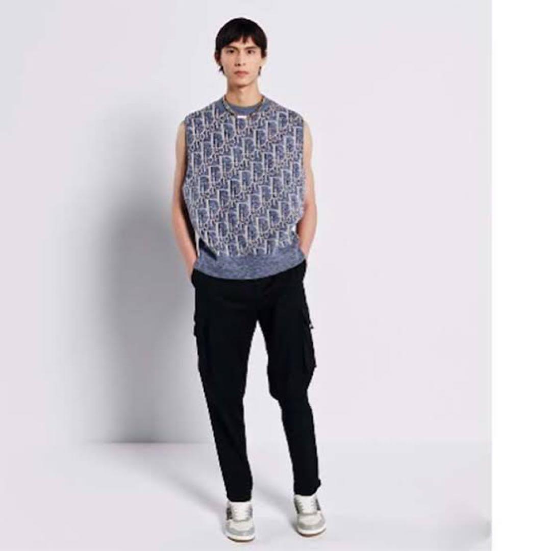 本物 DIOR ディオールSHAWN Oblique ウール ニット ベスト L