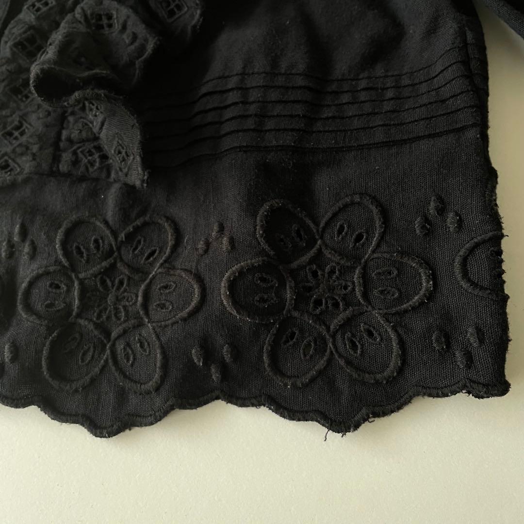 Sea NEW YORK カットワークレースブラウス　フリル刺繍　ブラックS