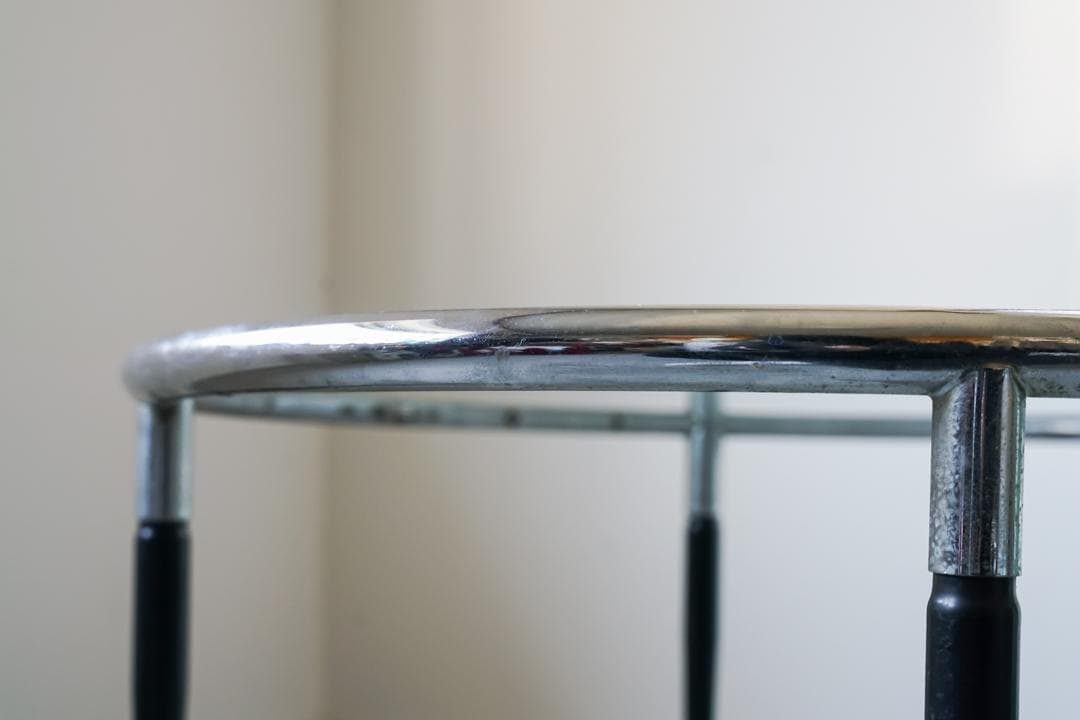 ヴィンテージ　ラウンド ガラステーブル 古道具 ミッドセンチュリー モダン