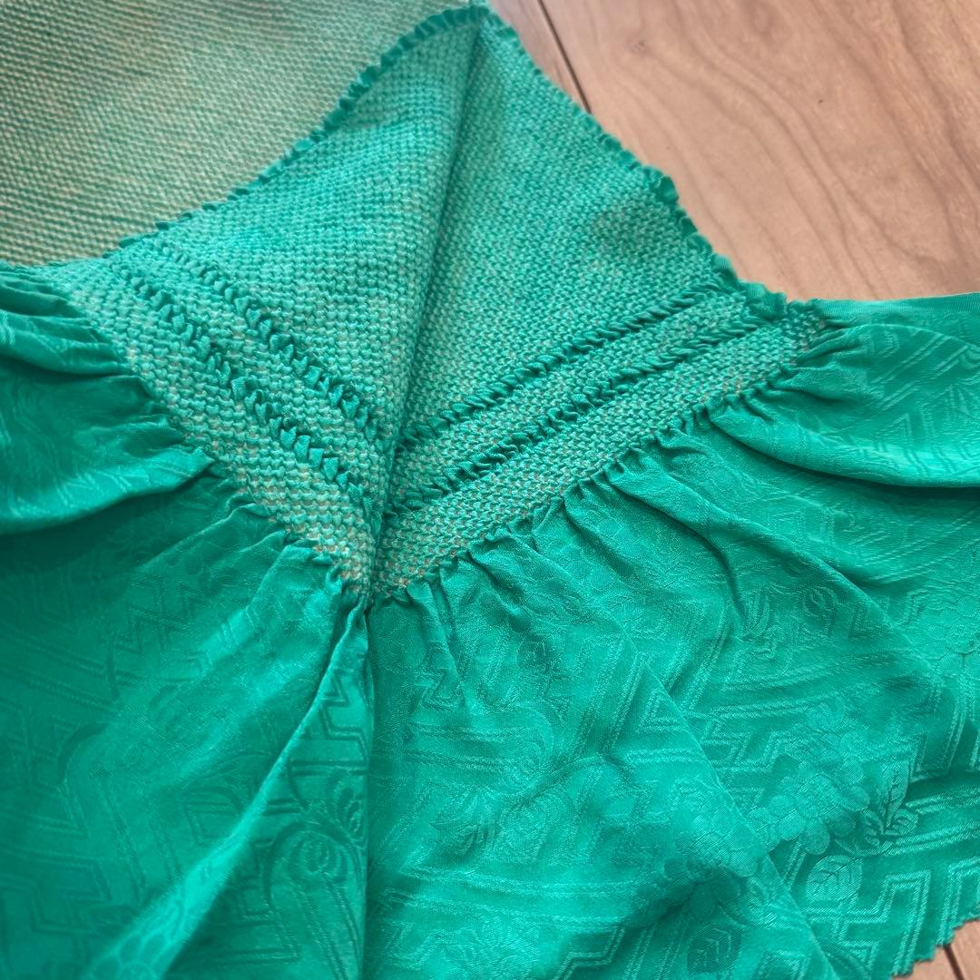 超美品　振袖　帯揚　帯締　髪飾　半衿　6点セット　着物小物　ターコイズブルー