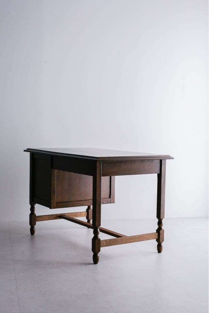 片袖机　アンティーク　デスク　テーブル　無垢材　タモ材　白木　古家具　古道具