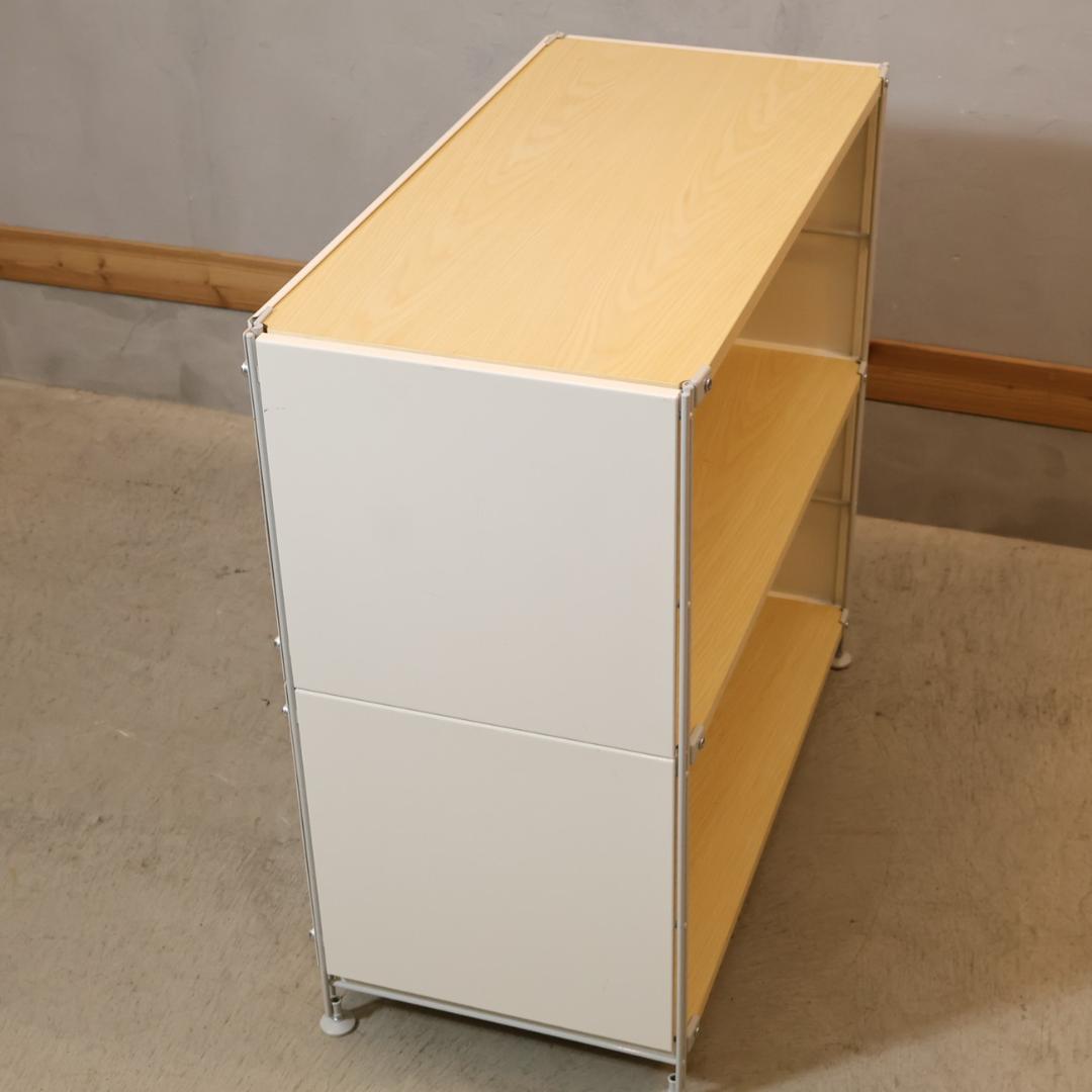 無印良品 MUJI スチール メープル材 3段ユニットシェルフ パネル付 飾り棚