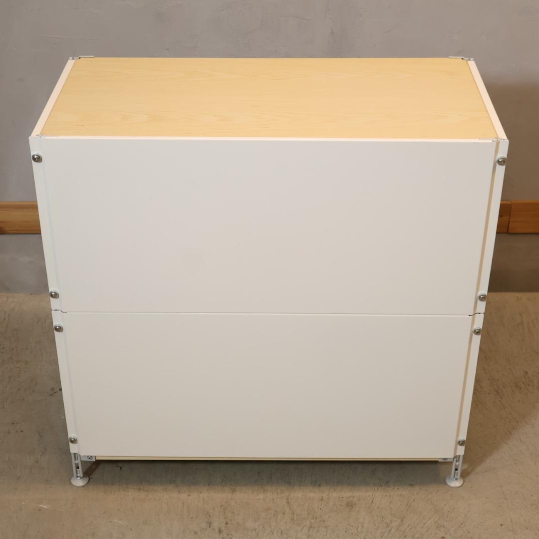 無印良品 MUJI スチール メープル材 3段ユニットシェルフ パネル付 飾り棚