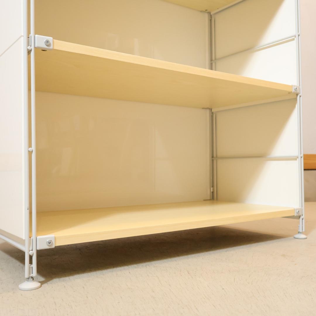 無印良品 MUJI スチール メープル材 3段ユニットシェルフ パネル付 飾り棚