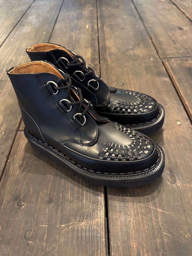 ジョージコックス　黒 編み込みデザイン ハイカットブーツ