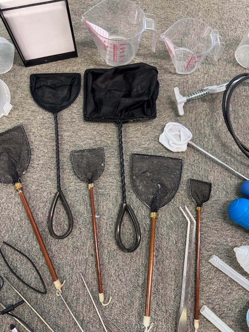 【業務用メダカセット】網 水温計 スポイドなど 中古 水槽掃除用具セット