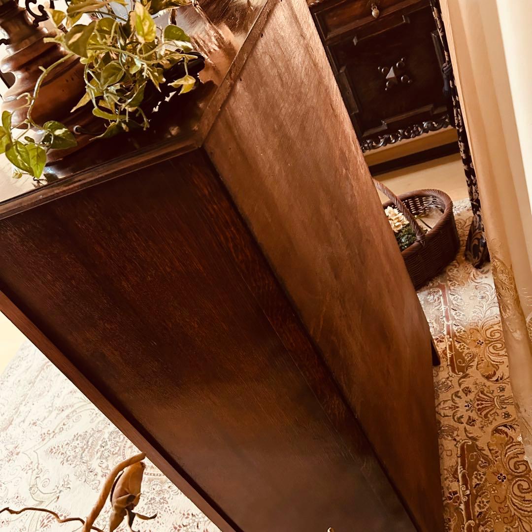 イギリスアンティーク　オーク材　ハイチェスト　6段キャビネット　英国家具