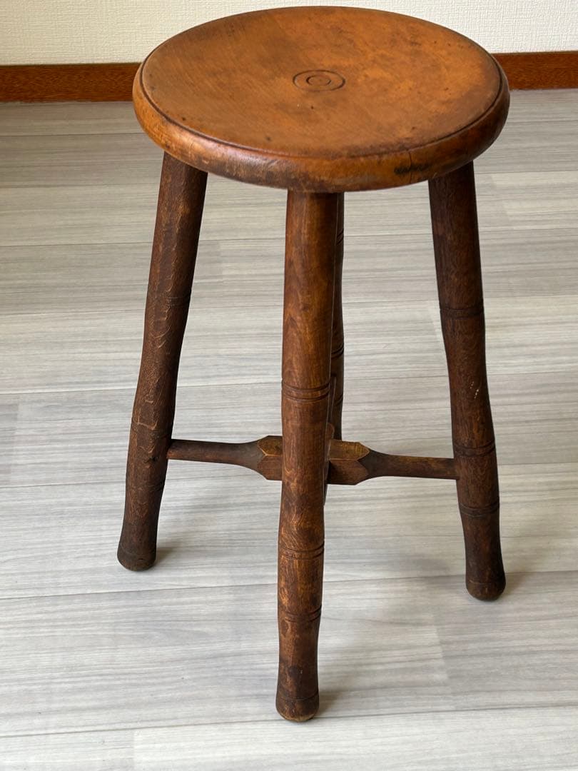 アンティーク 木製スツール　丸椅子　アトリエ　ビンテージ　古道具　チェア　レトロ