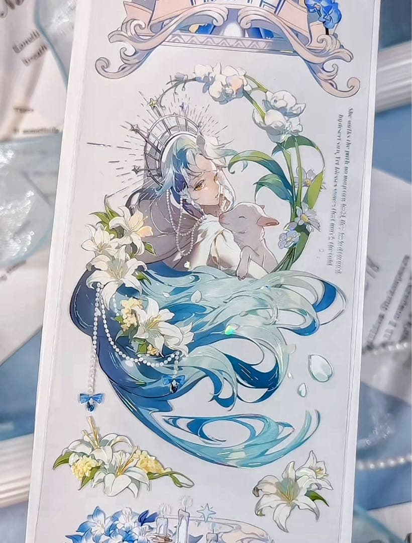 【9468】海外　マステ3/5/巻　貝殻光マスキングテープ　天使　女の子　人物系