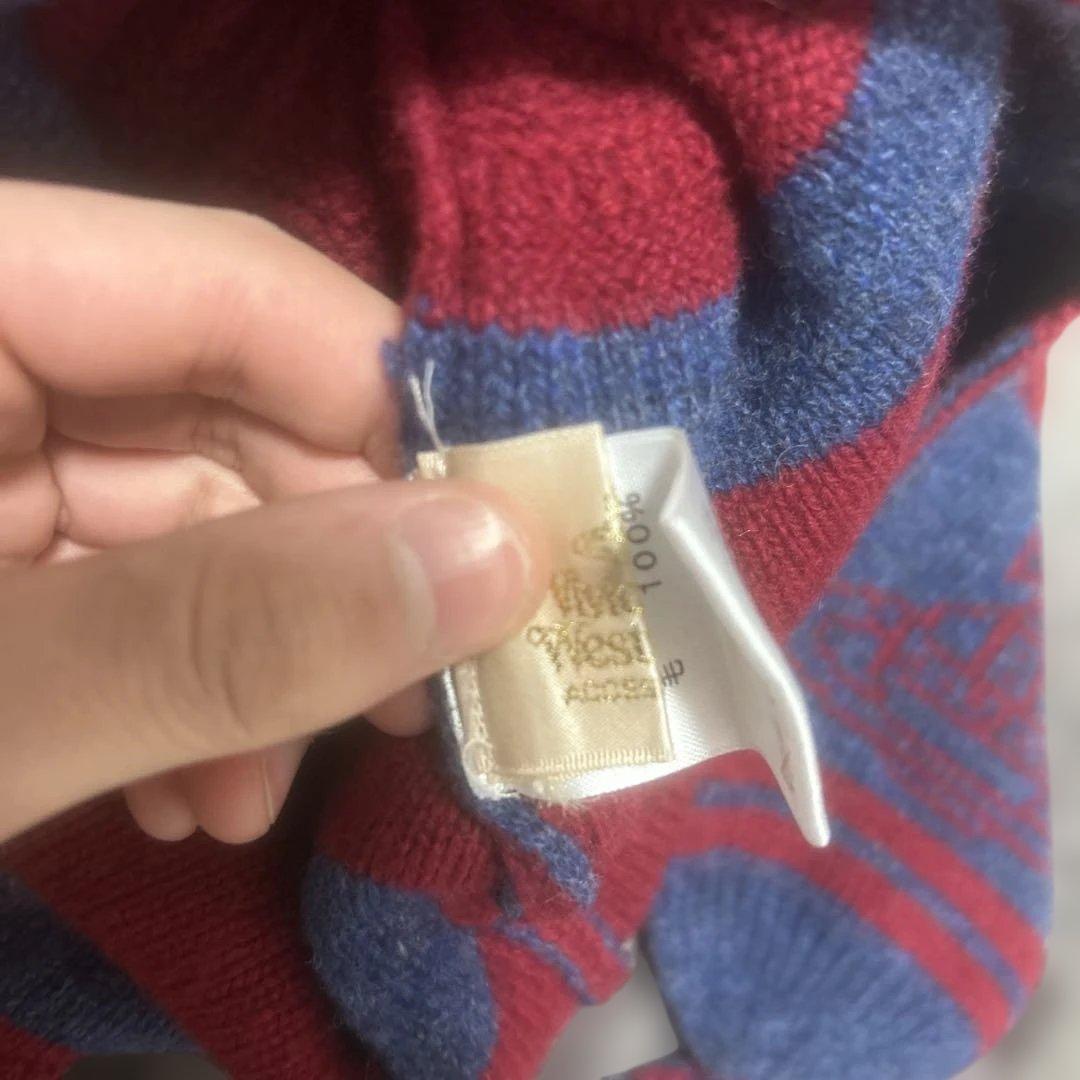 赤と青のストライプニット帽 ヴィヴィアンウエストウッド廃盤