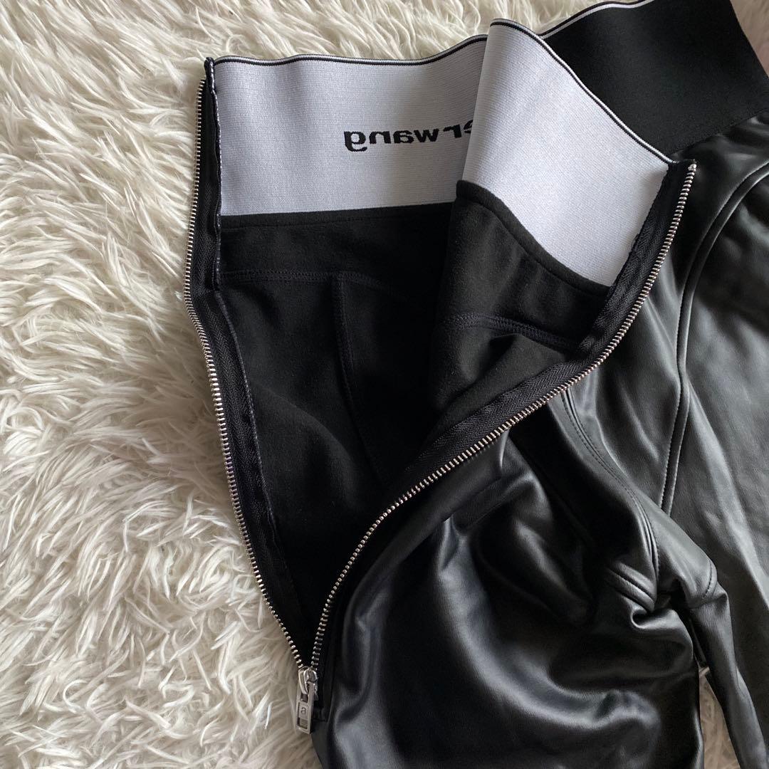 アレキサンダーワン alexander wang レザーパンツ　ロゴウエスト
