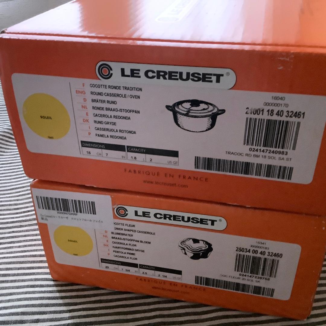 【ルクルーゼジャポン正規品】ココットフルール20＆ココットロンド18 ソレイユ色