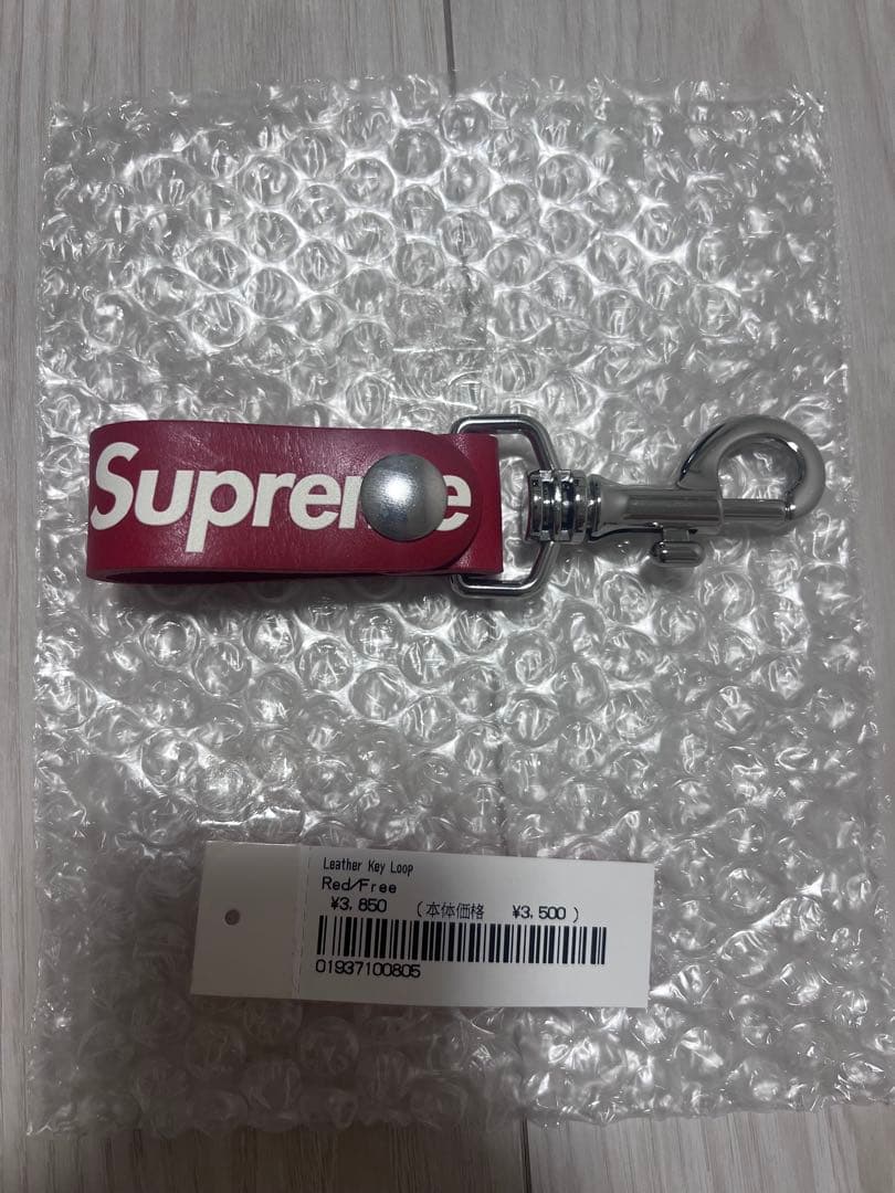 キミスタ　Supreme シュプリーム レザーキーリング 　赤黒2点セット