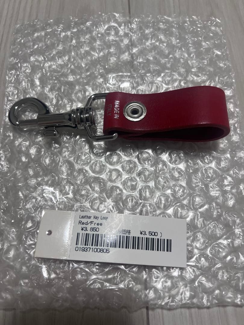 キミスタ　Supreme シュプリーム レザーキーリング 　赤黒2点セット