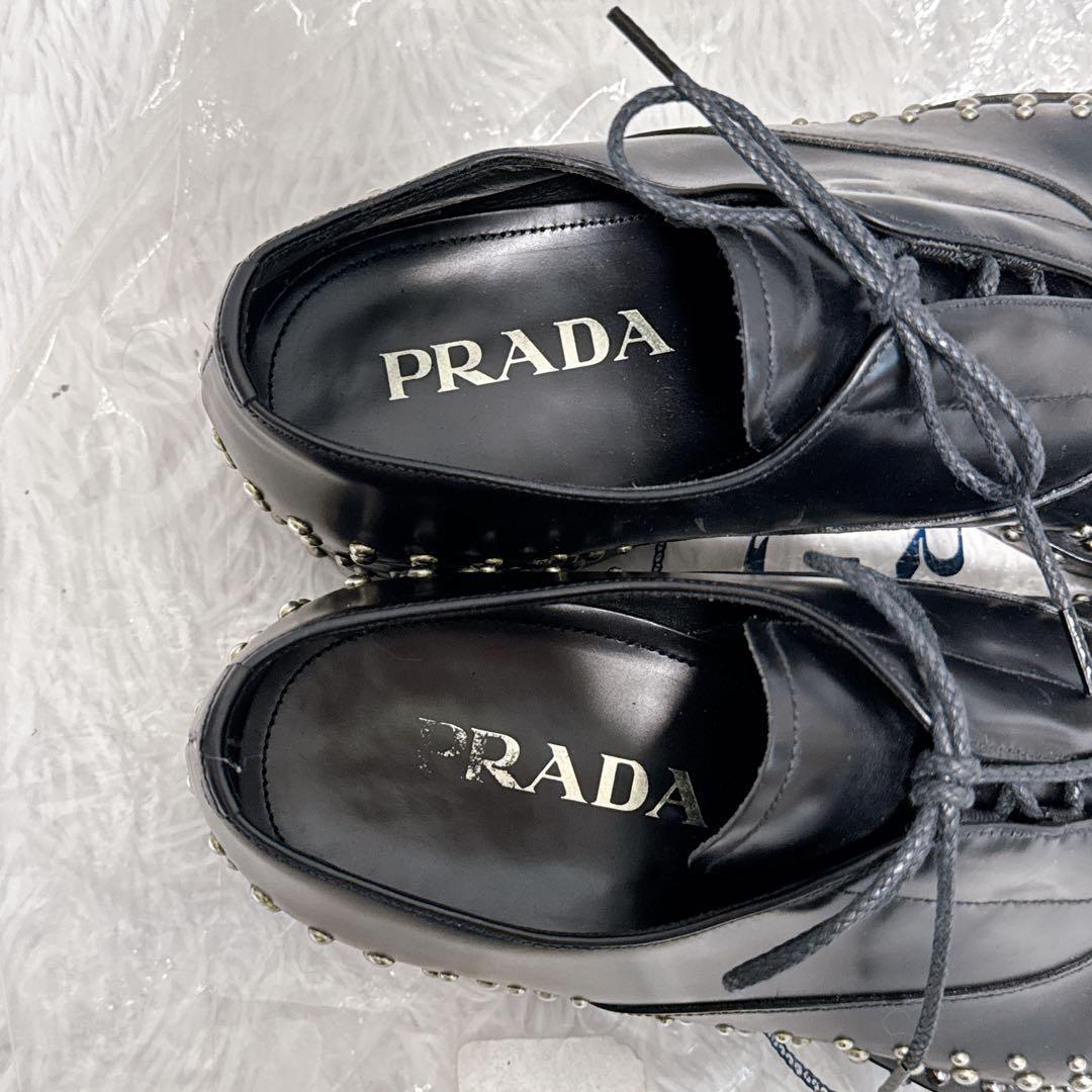 k*読様 PRADA プラダ ダービーシューズ スタッズシューズ レザー 革靴