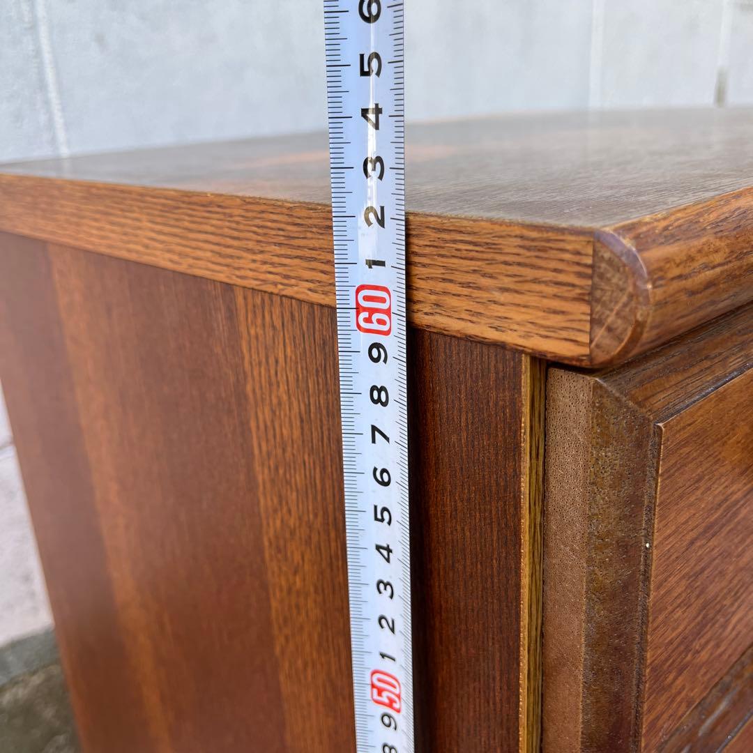 古家具ビンテージ品◾️オーク材突板 引き出し5杯 整理棚 収納棚 木製キャビネット