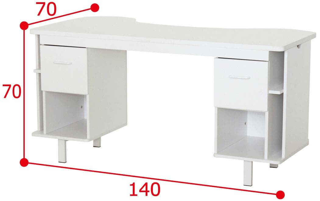 ネイルデスク　W1400　対面式デスク　大量収納　メラミン素材　おしゃれデザイン