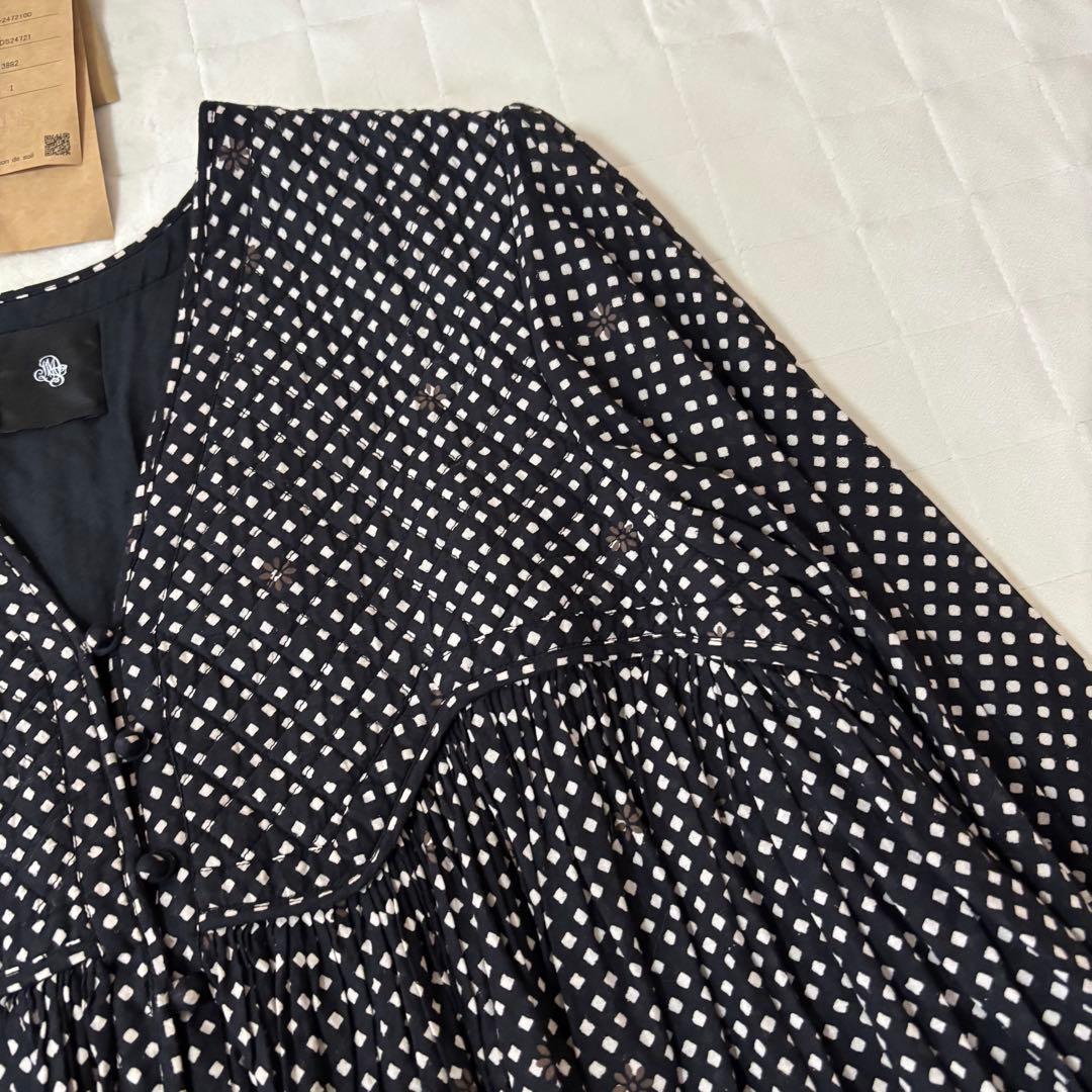 メゾン ド ソイル　80s コットン ブロック プリント Vネック シャツ