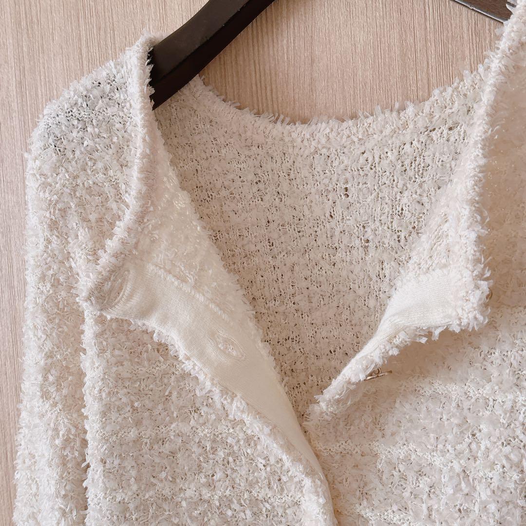 【1324】アナイ　フロッシュツイード2WAY カーディガン　アイボリー　36