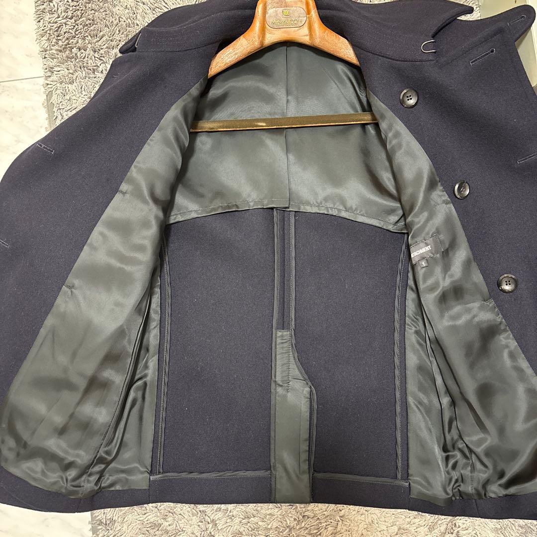 最終値下げ:ATTACHMENT カシミヤ混平二重メルトンピーコート1 ネイビー