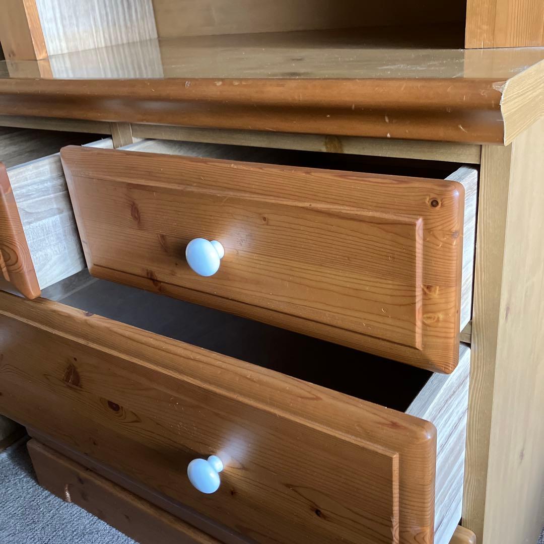 木製オープンシェルフ 引き出し付き　たのメル便