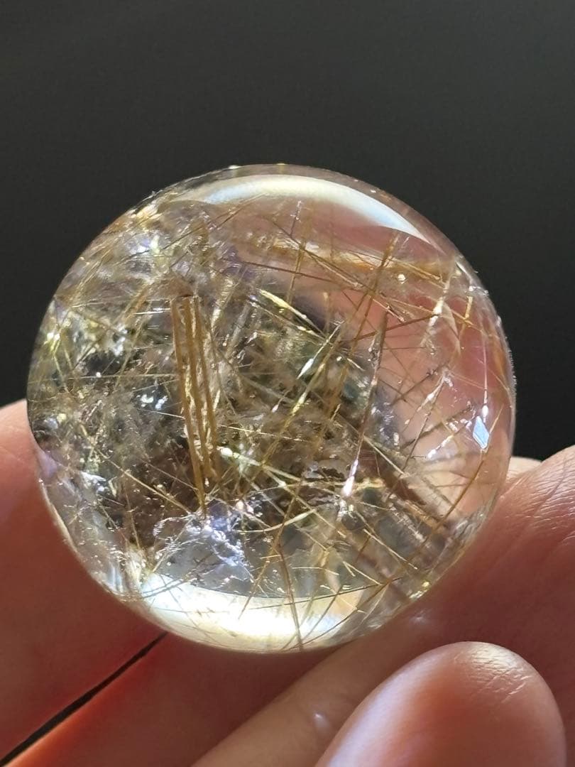 レア　タイチンルチルクォーツマイカ共生　スフィア2.78cm 透明度抜群　虹有り