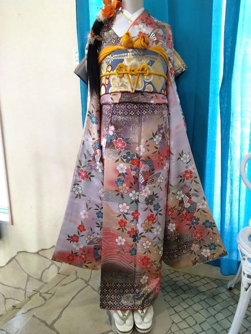 振袖フルセット、正絹振袖、成人式、重ね衿、帯揚げ帯締め、西陣袋帯、襦袢