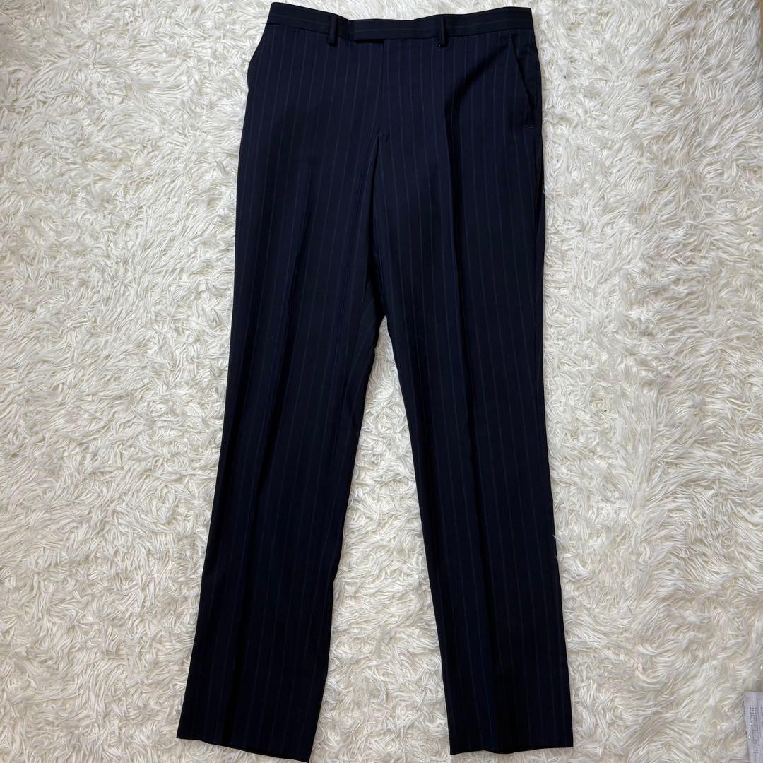 Paul Smith ポールスミス スーツ シルク混 ストライプ ネイビー XL