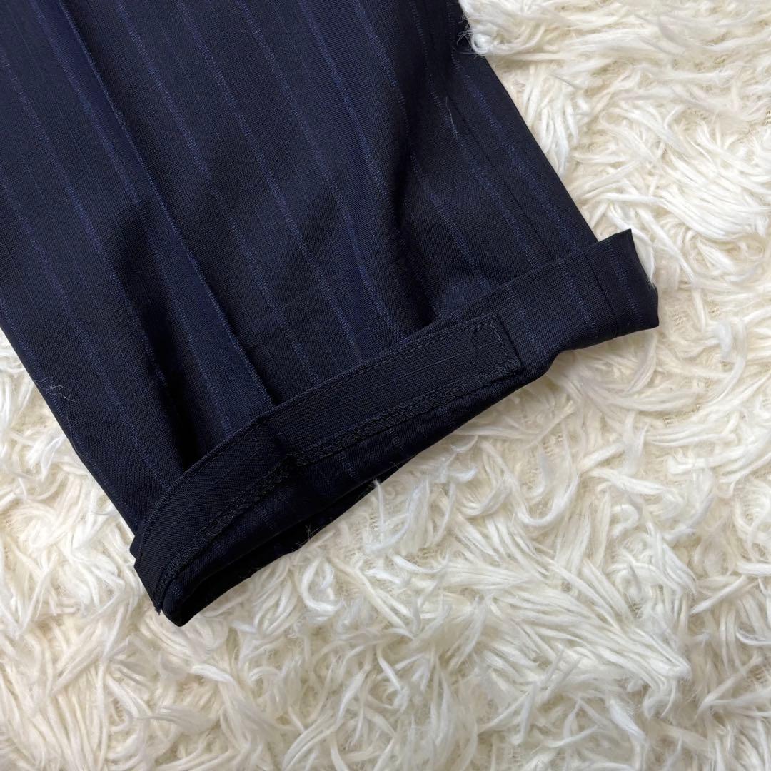 Paul Smith ポールスミス スーツ シルク混 ストライプ ネイビー XL