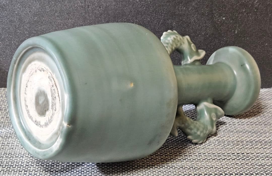 中国古美術　中国古陶磁器　鈞窯系　汝窯系　天青釉　双魚耳　大瓶　花入　オブジェ