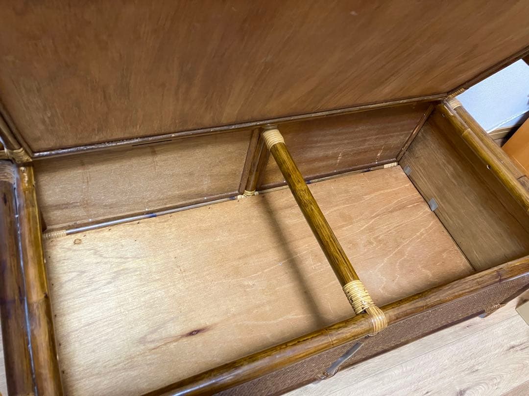 ラタン ヴィンテージ アンティーク ベンチチェスト 籐 ソファ アジアン家具