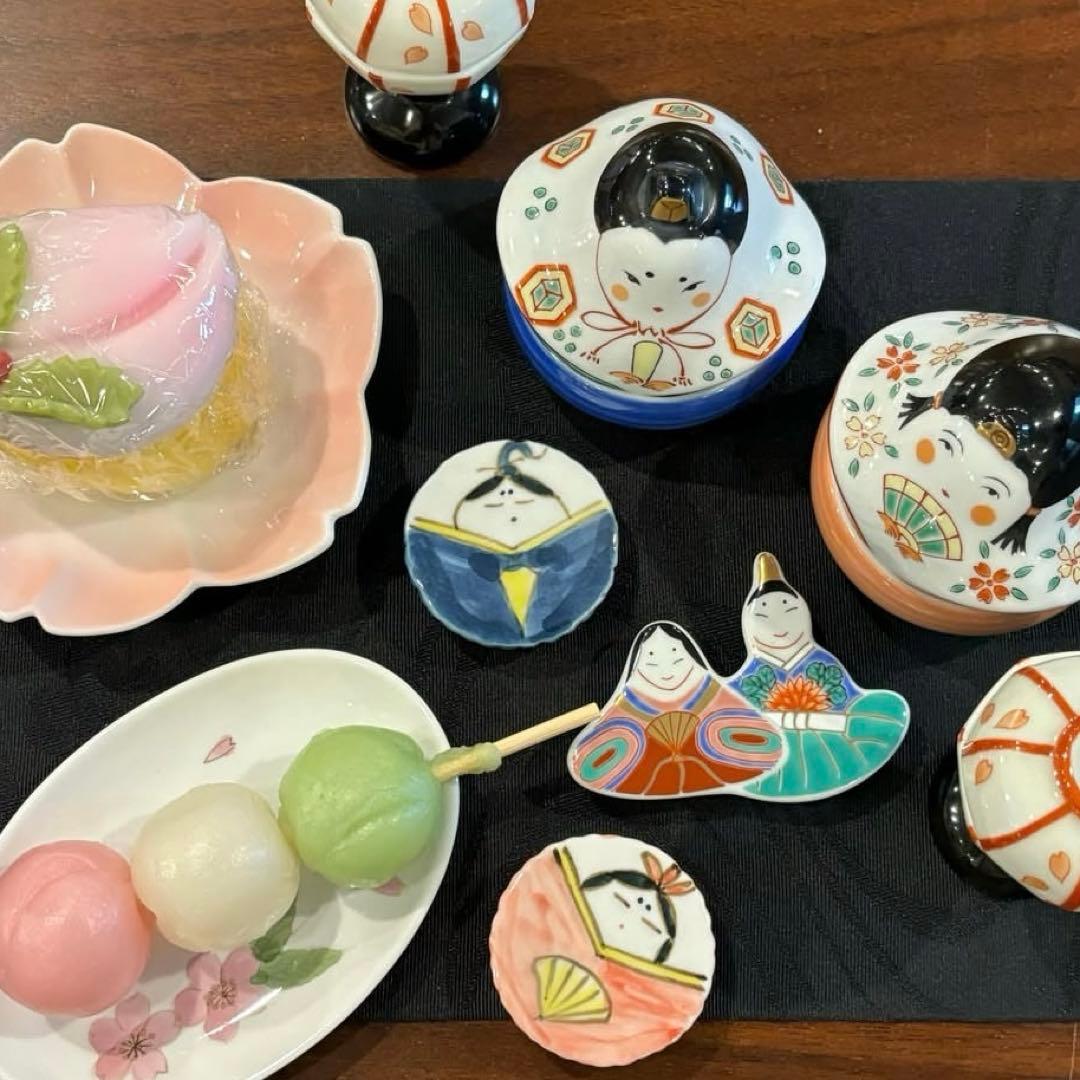 【特別価格】【新品】有田焼幸楽窯　雛人形&ぼんぼり珍味入4点セット