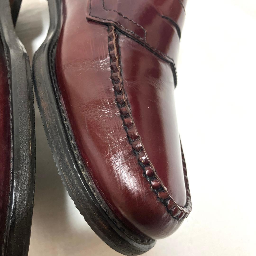 美品 G.H.BASSバス ローファー 10D 革靴 バーガンディー