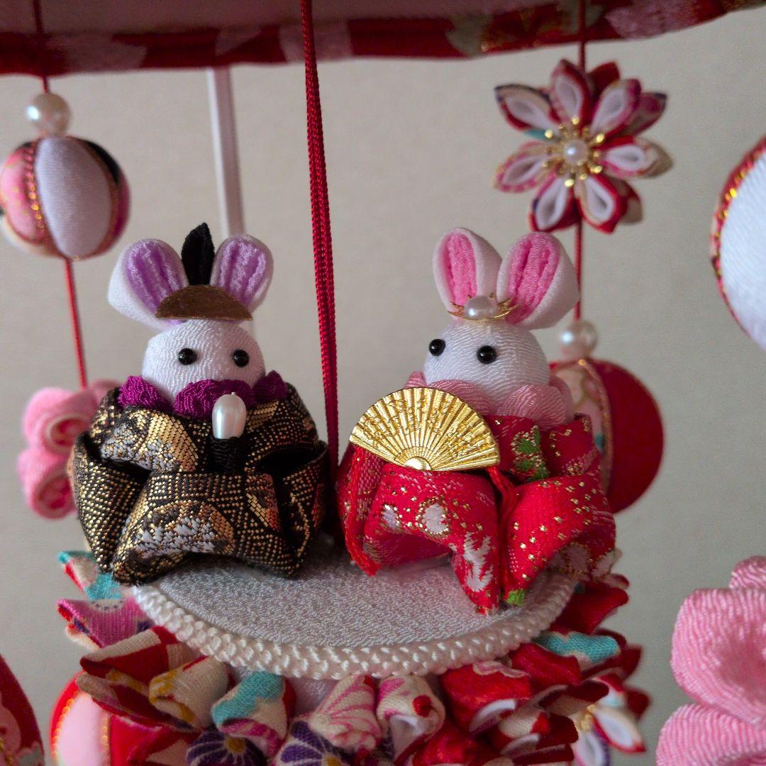 つまみ細工　吊るし雛　　　　　　お雛様　雛人形　赤系