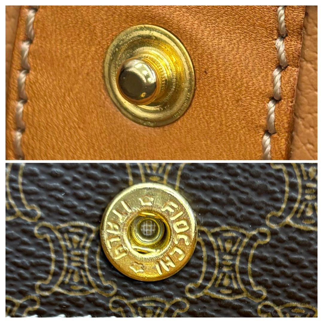 美品 CELINE セリーヌ マカダム クラッチバッグ ブラウン PVC