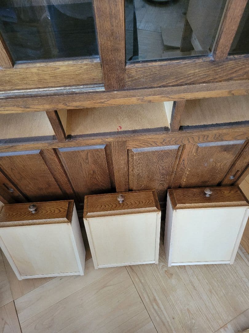 最終お値下げ★北海道EZO社製★最大幅100cmガラス引戸★食器棚