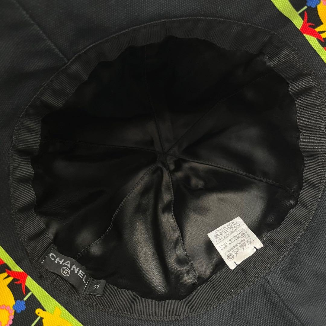 極美品■希少　シャネル　ハット　ココマーク　女優帽子　ブラック　57 アニマル