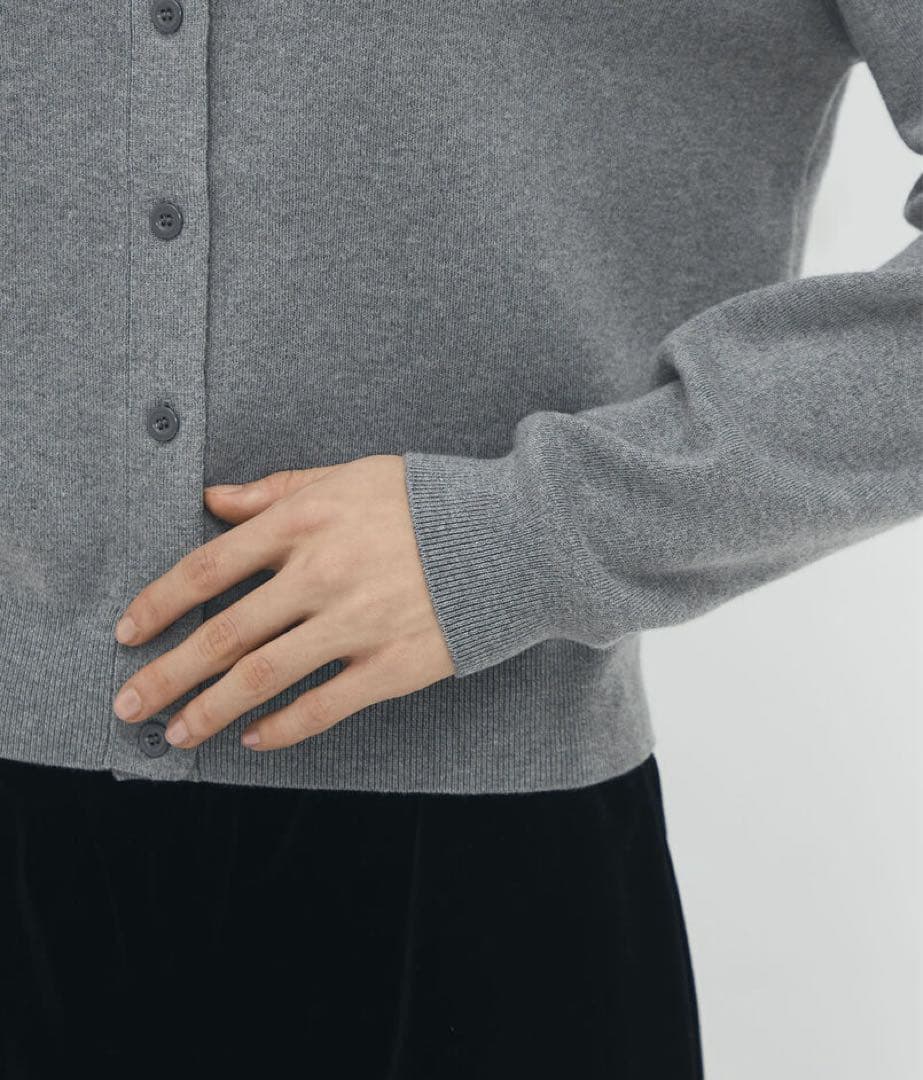 CABaN / コットンカシミヤ クルーネックカーディガン XS グレー