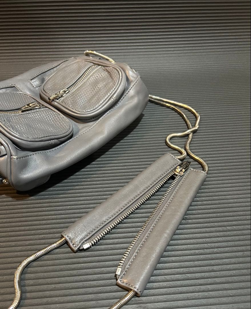 アレキサンダーワン バッグ 2WAY チェーン グレー　ポシェット レザー