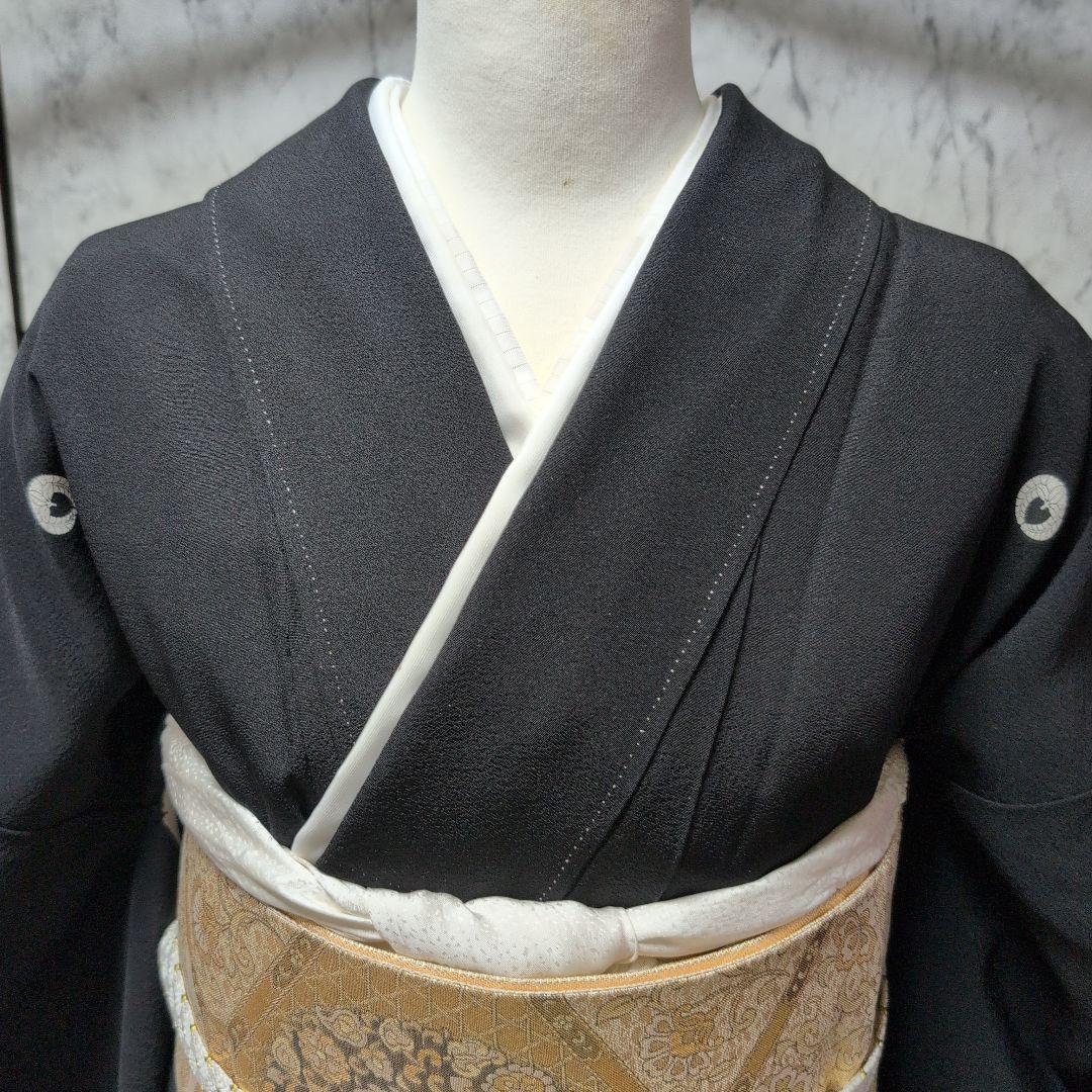 ＊you＊京都染織黒留め袖正絹豪華なお花柄同八掛けハジックガード付き4点