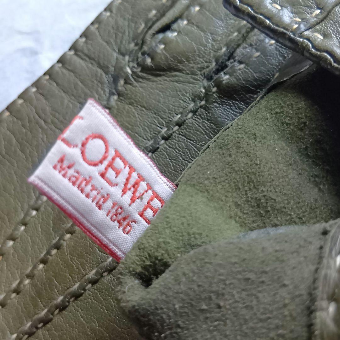 ❀LOEWE ❀オリーブグリーン レザー手袋　サイズ ７1/2