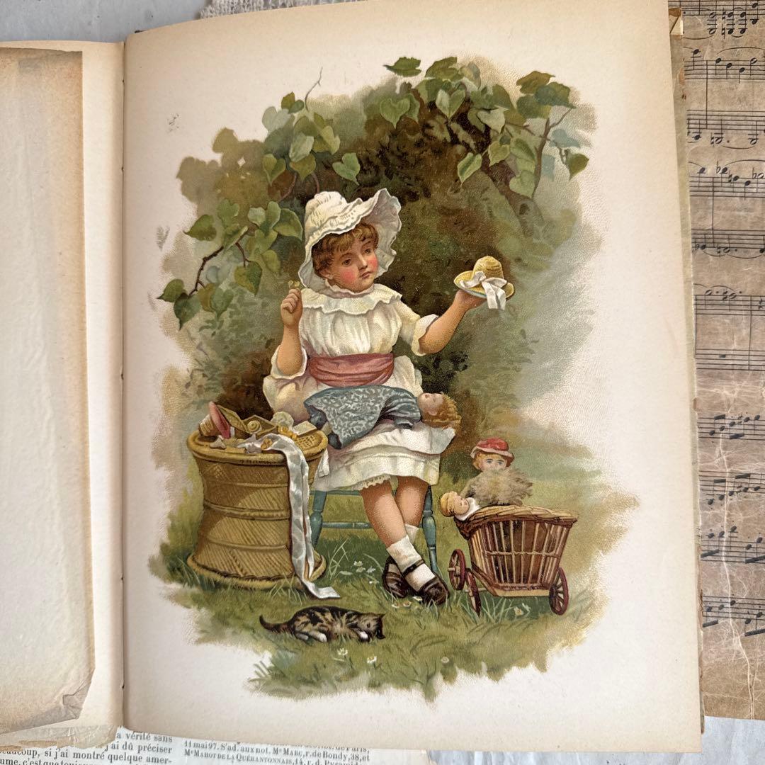 稀少1887年アンティーク美しいヴィクトリアン絵本　洋書ジャンクジャーナル古書