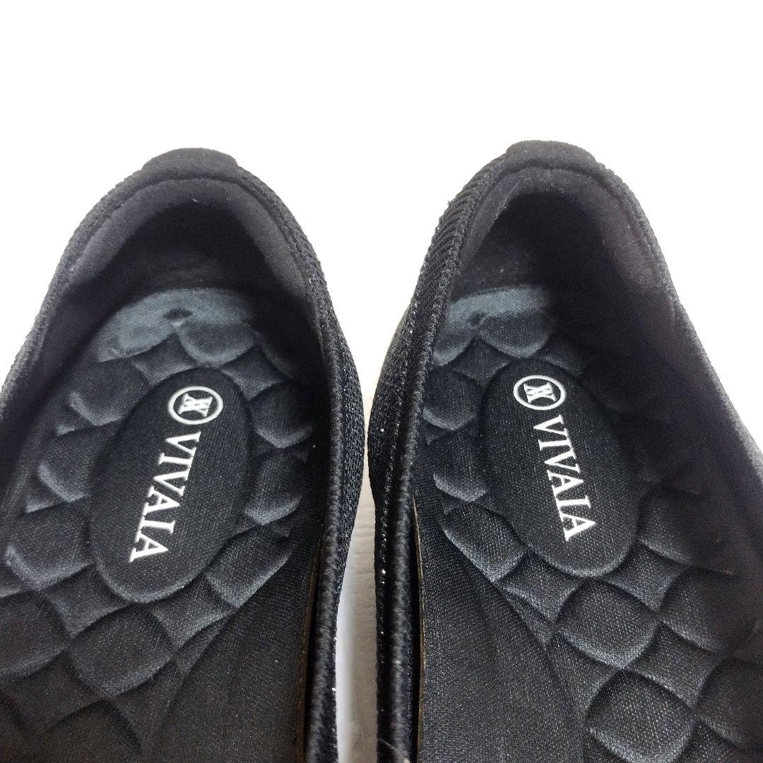 【極美品】VIVAIA フラットシューズ ラメ ブラック 黒25cm 39.5