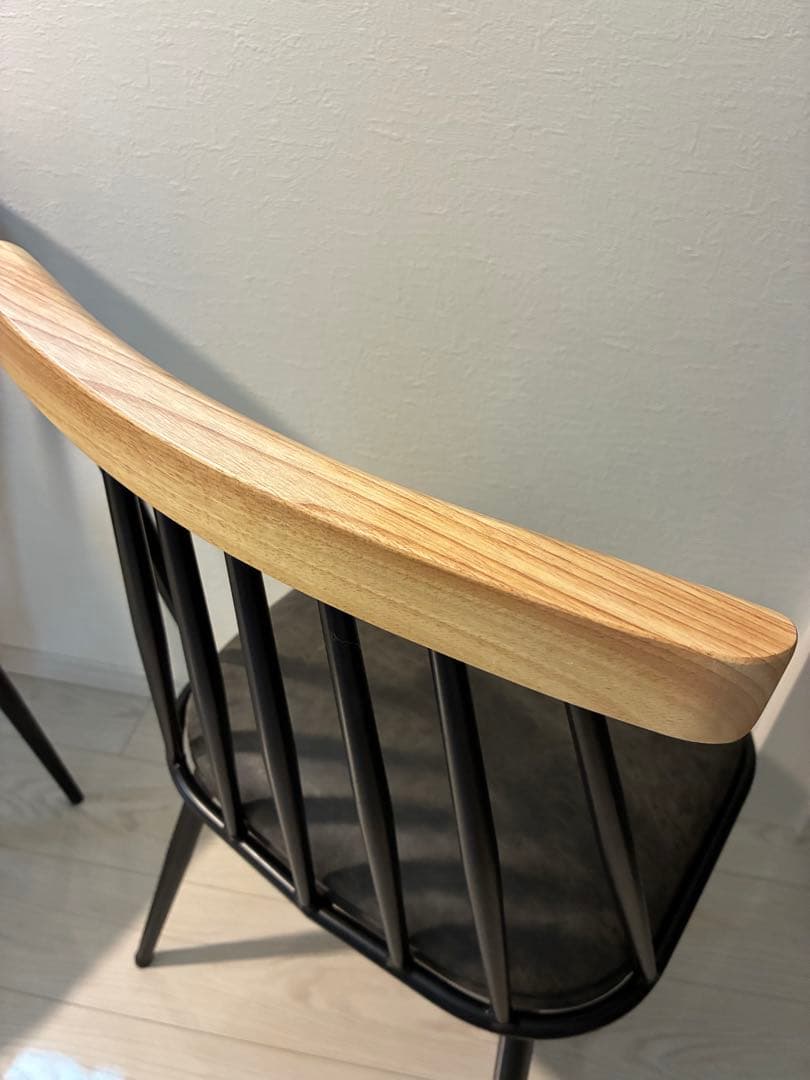 【ほぼ未使用】完売品／タンスのゲン ダイニング チェア 2脚セット グレー 黒