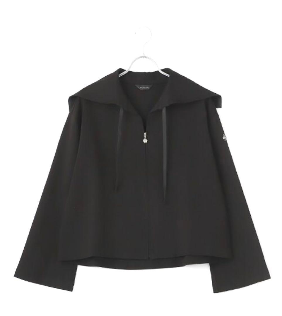 美品 インゲボルグ セーラーカラーカーディガン ブラック ジップパーカー 薔薇