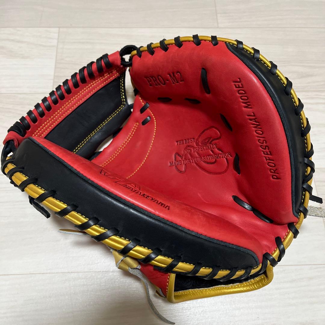 ハタケヤマ 軟式 キャッチャーミット シェラームーブ PRO-M2 赤×黒×金