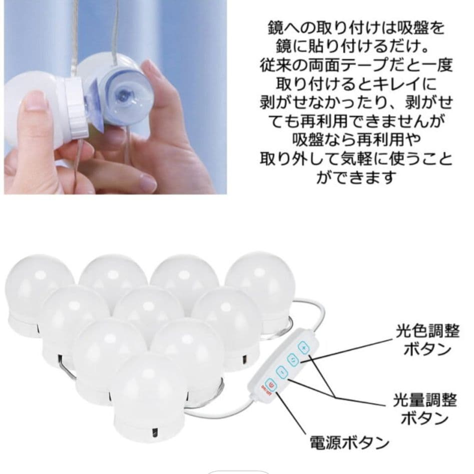 壁掛けデザインミラー 56cm x 43cm&女優ライトのセット