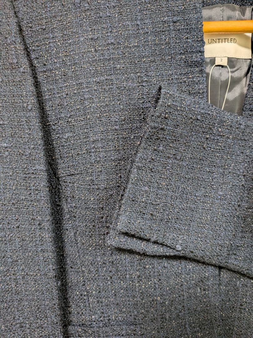 【新品】UNTITLED アンタイトル ツイード ノーカラージャケット ネイビー